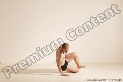 Underwear Gymnastic poses Man White Slim Bald Dancing Dynamic poses Academic